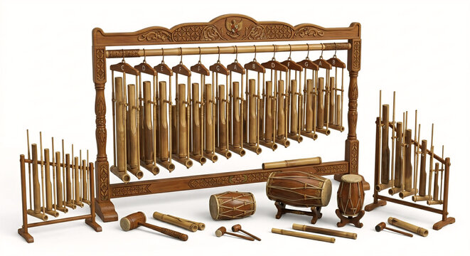 Angklung, traditional music intrumen from Indonesia made from bamboo
