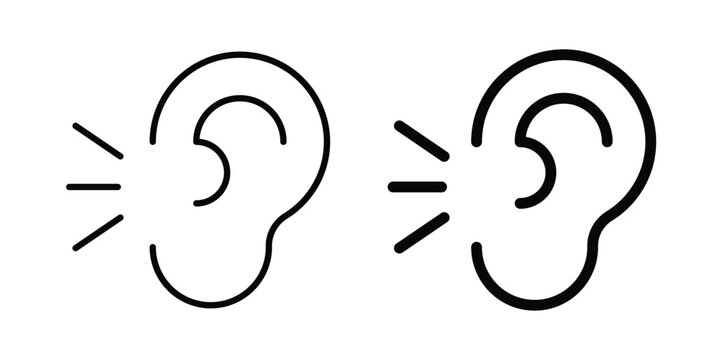 Listening icon modern line style, Solid filled vectors set