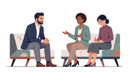 Obraz premium Business Meeting and Interview Flat Vector Illustration