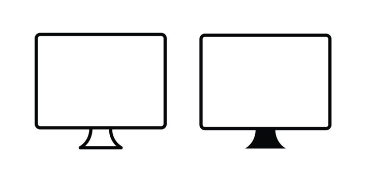 Monitor icon modern line style, Solid filled vectors set