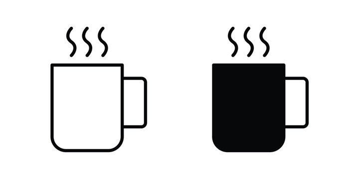 Mug icon modern line style, Solid filled vectors set