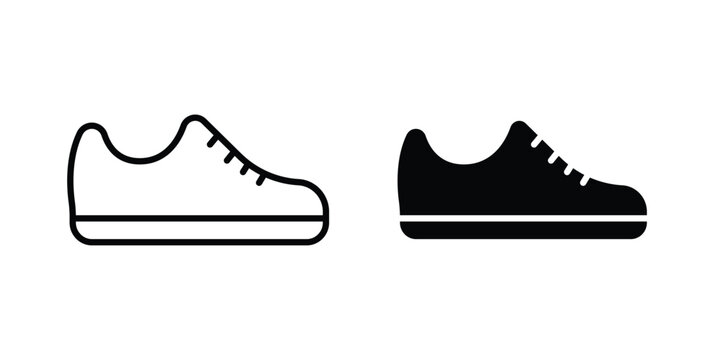 Running shoes icon modern line style, Solid filled vectors set