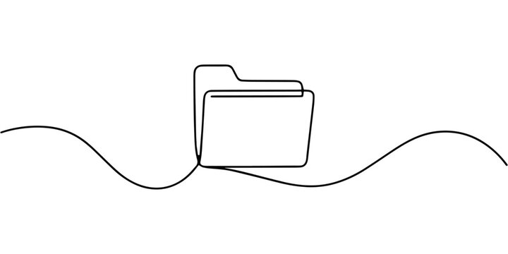 folder icon  continuous one line drawing, Document file folder in continuous one line drawing minimalist style isolated vector illustration, Computer folder in one line art style. Drawing of an open 