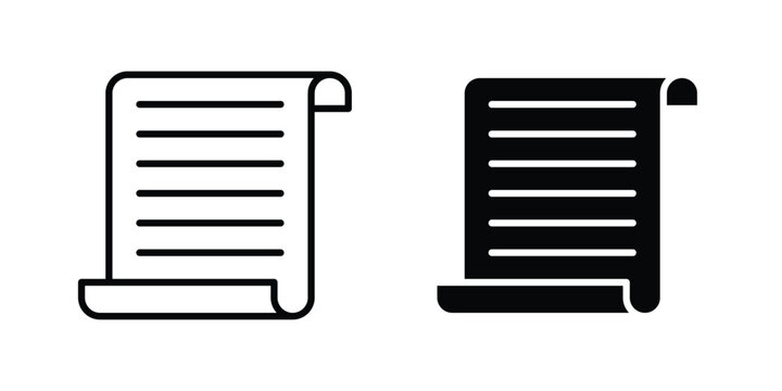 Scroll icon modern line style, Solid filled vectors set