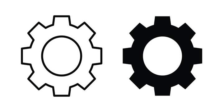 Settings icon modern line style, Solid filled vectors set