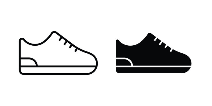 Sneaker icon modern line style, Solid filled vectors set