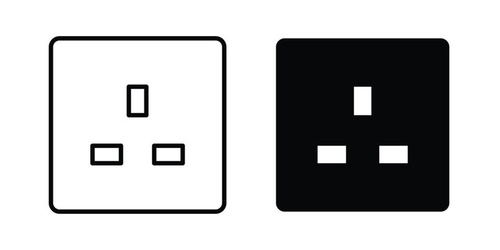 Socket icon modern line style, Solid filled vectors set