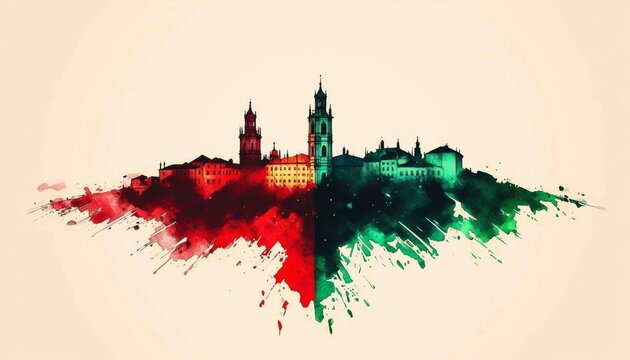 Watercolor Artwork Celebrating Portugal Day