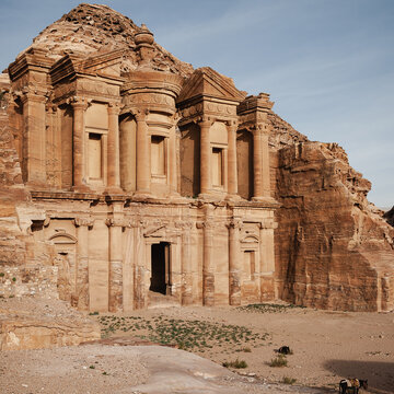 The Monumental Facade of Ad-Deir (The Monastery) in Petra, Jordan