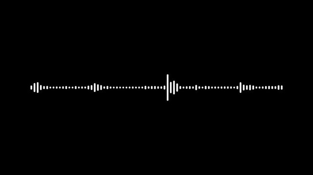 Abstract music waves oscillation, audio wave animation isolated on black background, dynamic equalizer visual effect, wave form Audio