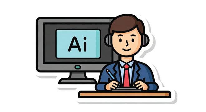Man wearing headset at computer desk.