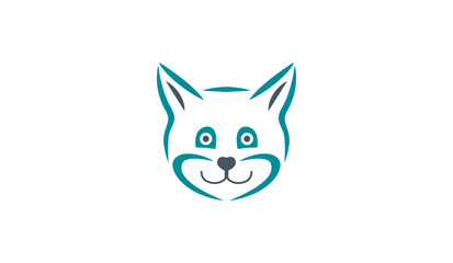 Fototapeta premium Cute cat head logo icon illustration, stylized feline face vector graphic design