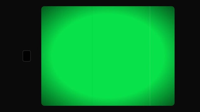 Film frame vintage style with green screen chroma key center and sprocket hole including dust and scratches for cinema.