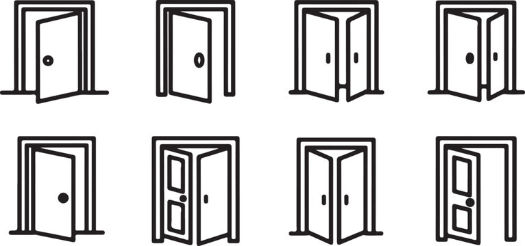 Various styles of simple door icons