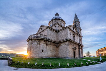 Naklejka premium View of Tempio di San Biagio Church at sunset, Montepulciano, Province of Siena, Tuscany