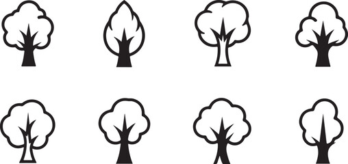 Simple black and white tree icon set © Torikul