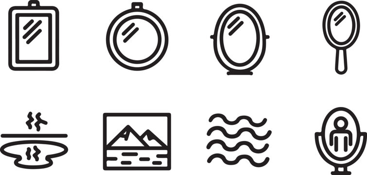 Set of eight simple flat icons
