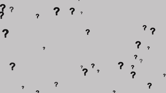 Animated question marks on white background, animated questions, falling question marks.a\Animation of a lot of white question mark moving on chroma key White screen background.