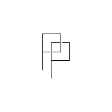 Letter pp square, line geometric symbol simple logo vector