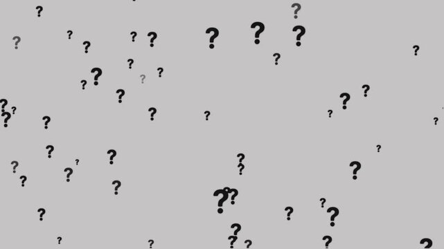 Animated question marks on white background, animated questions, falling question marks.a\Animation of a lot of white question mark moving on chroma key White screen background.