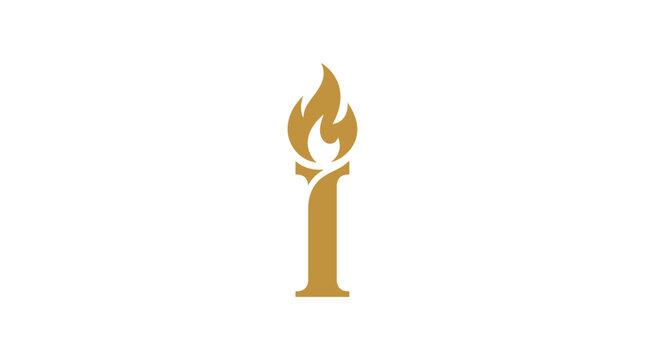 Golden Icon with Flame Rising