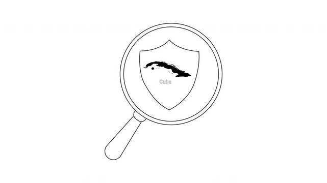 Magnifying glass over shield with jaguar silhouette and dots, representing security and investigation.