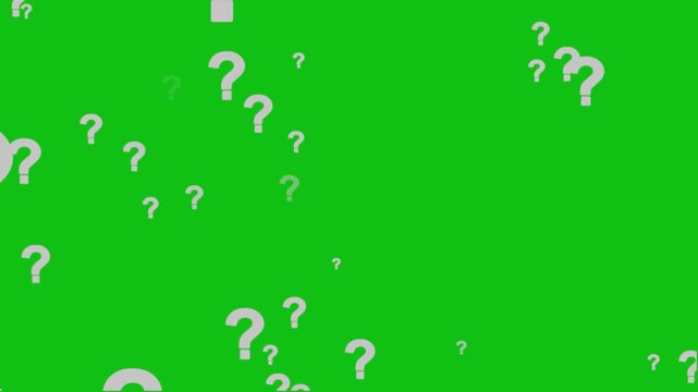 Animation of a lot of white question mark moving on black screen background motion graphic effects. Question mark in motion pattern animation.Question mark sign animation. White question marks falling