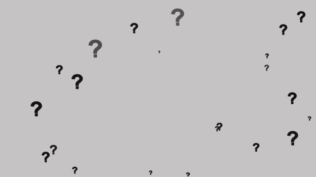 Animated question marks on white background, animated questions, falling question marks.a\Animation of a lot of white question mark moving on chroma key White screen background.