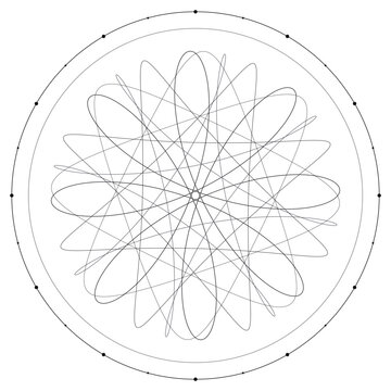 Daisy spirograph guilloche poster in monochrome