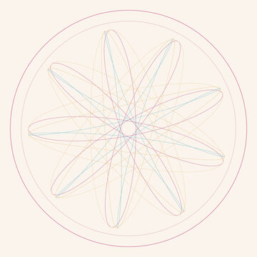 Petal spiral spirograph guilloche poster in pastel
