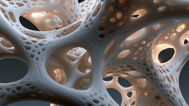 premium parametric voronoi architectural render with flowing abstract movement