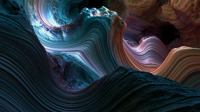 hyperrealistic geometric crystal fractals with colorful hdr lighting and depth