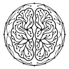Fototapeta premium AI Brain Network Sphere Vector Silhouette Illustration Concept Design Set Collection Idea