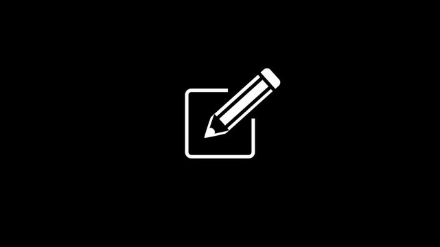 Pen Tool And Square With Pencil Icon Set White Silhouette On Black