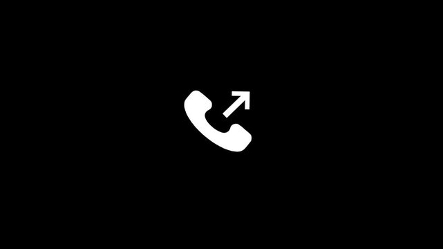 Phone call outgoing icon sequence on black background three frames