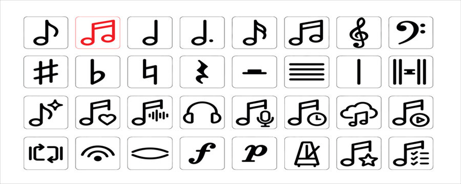 Collection of music and audio icons