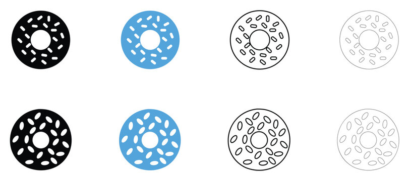 Donut with sprinkles vector icon, donut with glaze vector, silhouette and outline isolated on transparent background