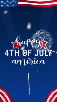 4th july text in celebration of happy independence day. Ideal for vertical social media posts, invitations, and event promotions.