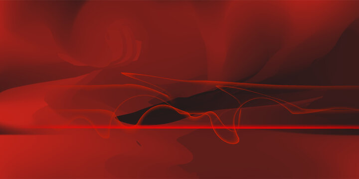 Abstract dark red background with glowing light streaks and fluid smoke effects.