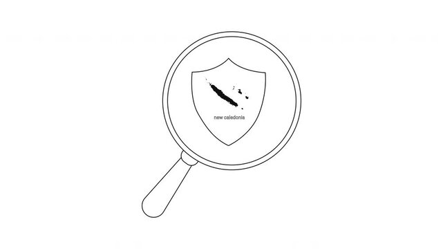 Magnifying glass over shield with map of Solomon Islands.