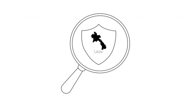 Magnifying glass over shield with maple leaf and axe symbol.
