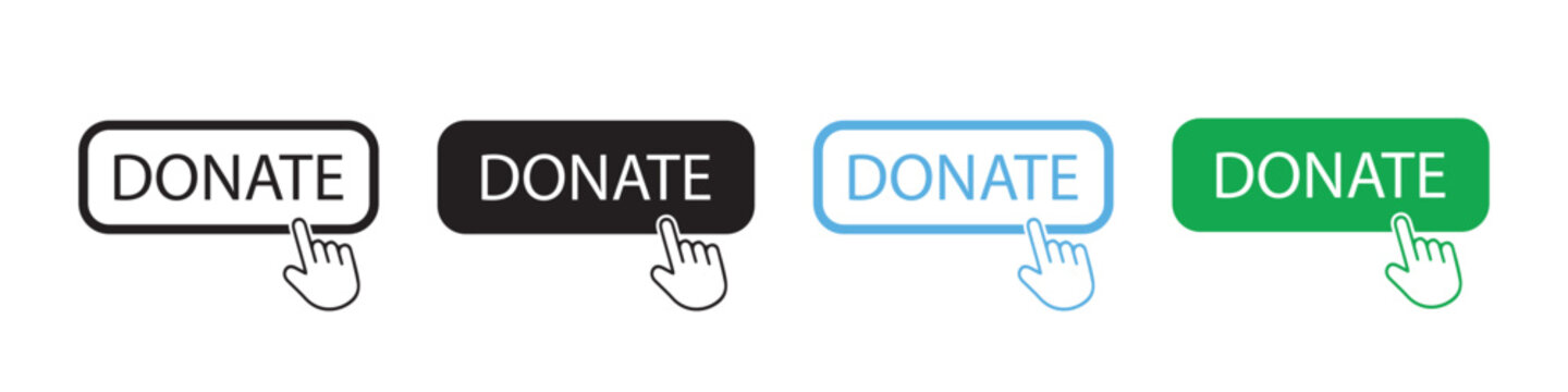 Donate Button and Hand Cursor Icons Set