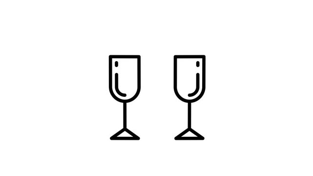 Cheers or toast drinking glass animated icon for event, celebration, party, birthday, fun, entertainment, anniversary, wedding, ceremony and other