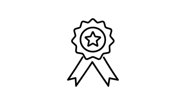 Minimal Black Award Ribbon Icon with Star on Light Gray Background