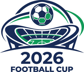 2026 Football Cup Stadium Logo Vector Illustration, Minimal Soccer Tournament Emblem Design, Modern Sports Badge, Editable Vector  © Babla
