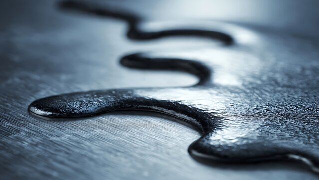 Extreme Macro of Liquid Metal Alloy Expanding Across Brushed Aluminum Plate with Mercury-Like Fluid Motion