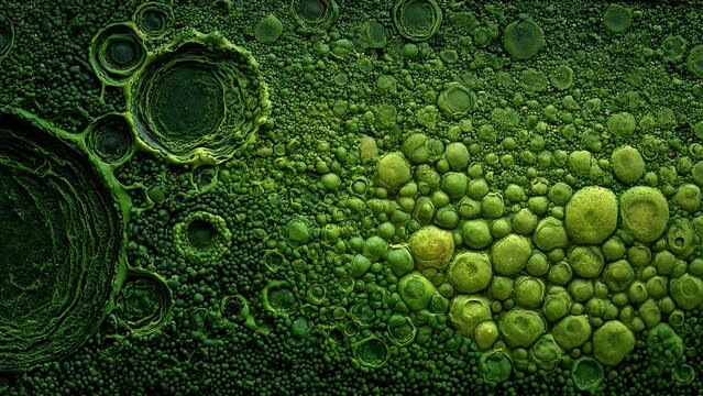 Compressed Chlorella Algae Block with Dense Green Organic Texture Macro