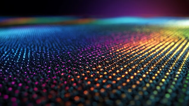 Abstract Technology Background with Quantum Dot Grid Emitting Pure Vibrant Primary Colors