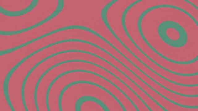 Abstract pattern with concentric irregular circles in teal and coral colors