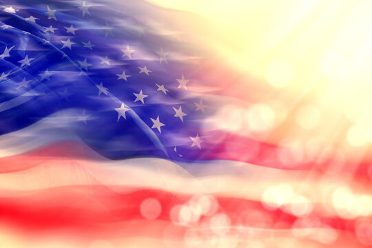 Dramatic Blurred Motion American Flag Background, Close up American Flag